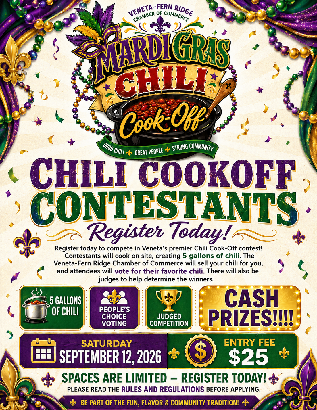 Mardi Gras Chili Cookoff Poster